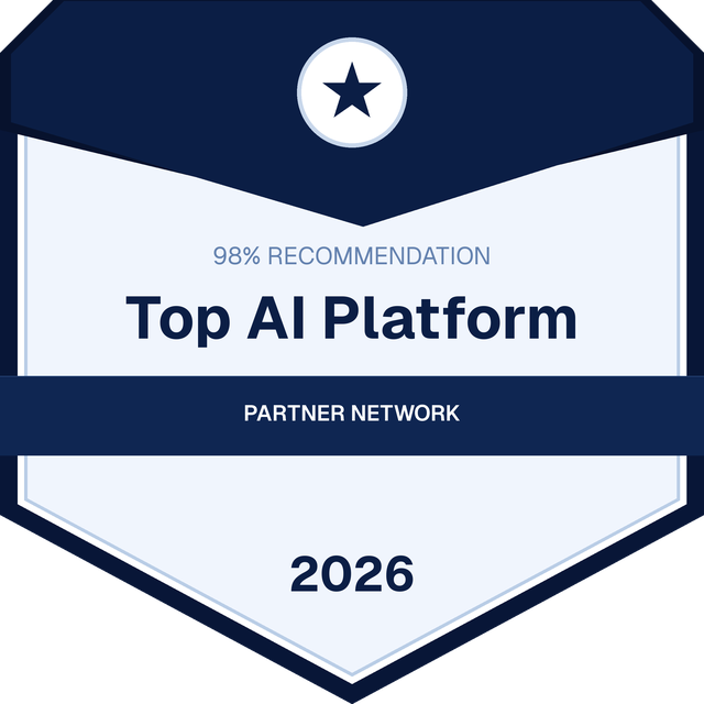 Top AI Platform 2026 badge: 98% recommendation, Partner Network